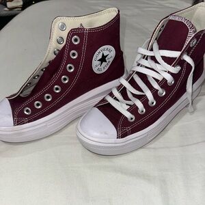 Converse Maroon High Tops with White Accents